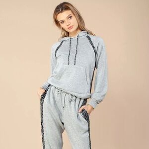 Hale Bob women’s Grey Animal print hooded sweatshirt High quality $200 MSRP Med